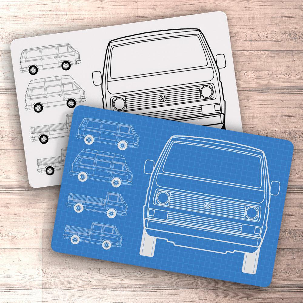 Volkswagen VW Type 2 T3 Blueprint Skilte, Musemåtte, Dørmåtte-Blueprint-VW-Garage Culture Shop- garage - man cave - merchandise