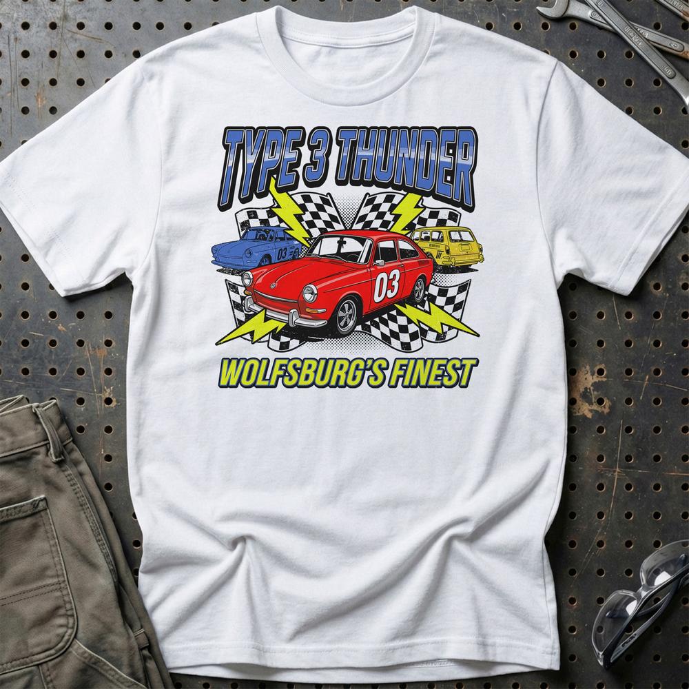 Volkswagen VW Type 3 Thunder Wolfsburg Klassiker T-Shirt-Beklædning-VW-Hvid-S-Garage Culture Shop- garage - man cave - merchandise
