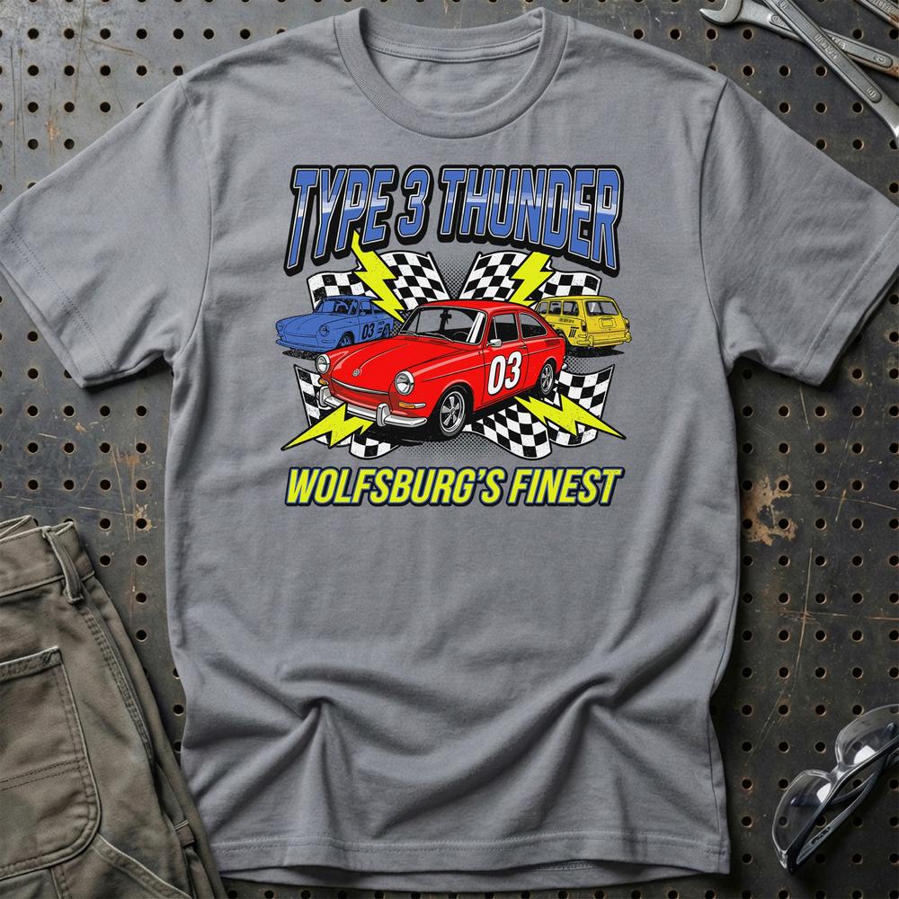 Volkswagen VW Type 3 Thunder Wolfsburg Klassiker T-Shirt-Beklædning-VW-Grå Sport-S-Garage Culture Shop- garage - man cave - merchandise