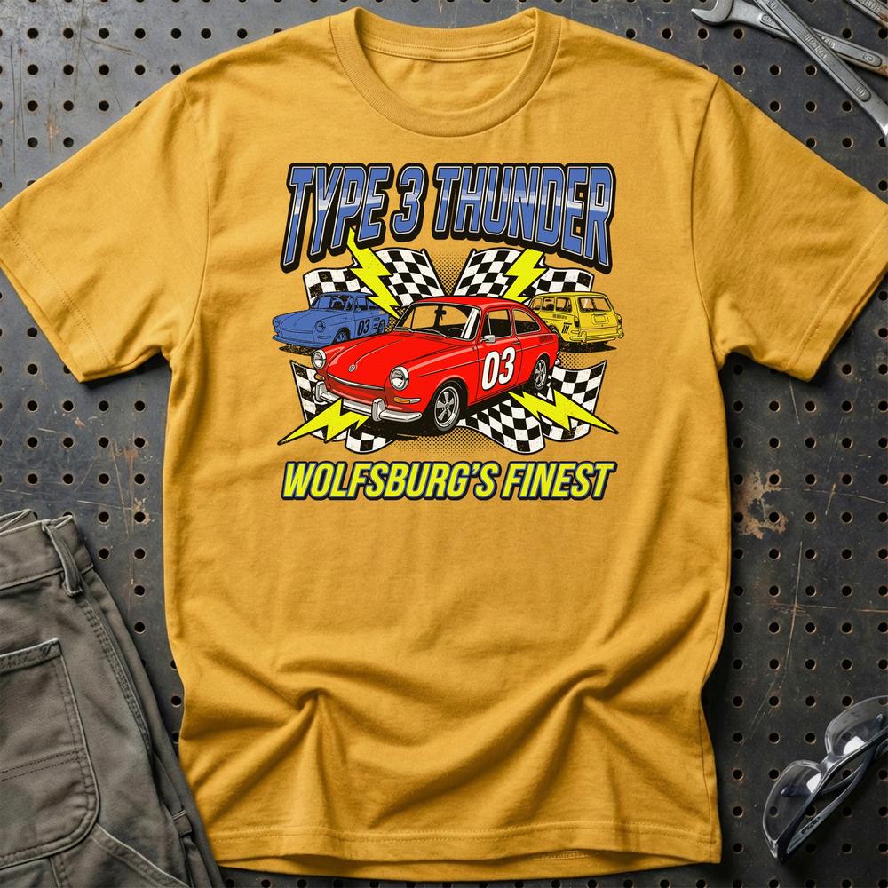 Volkswagen VW Type 3 Thunder Wolfsburg Klassiker T-Shirt-Beklædning-VW-Guld-S-Garage Culture Shop- garage - man cave - merchandise