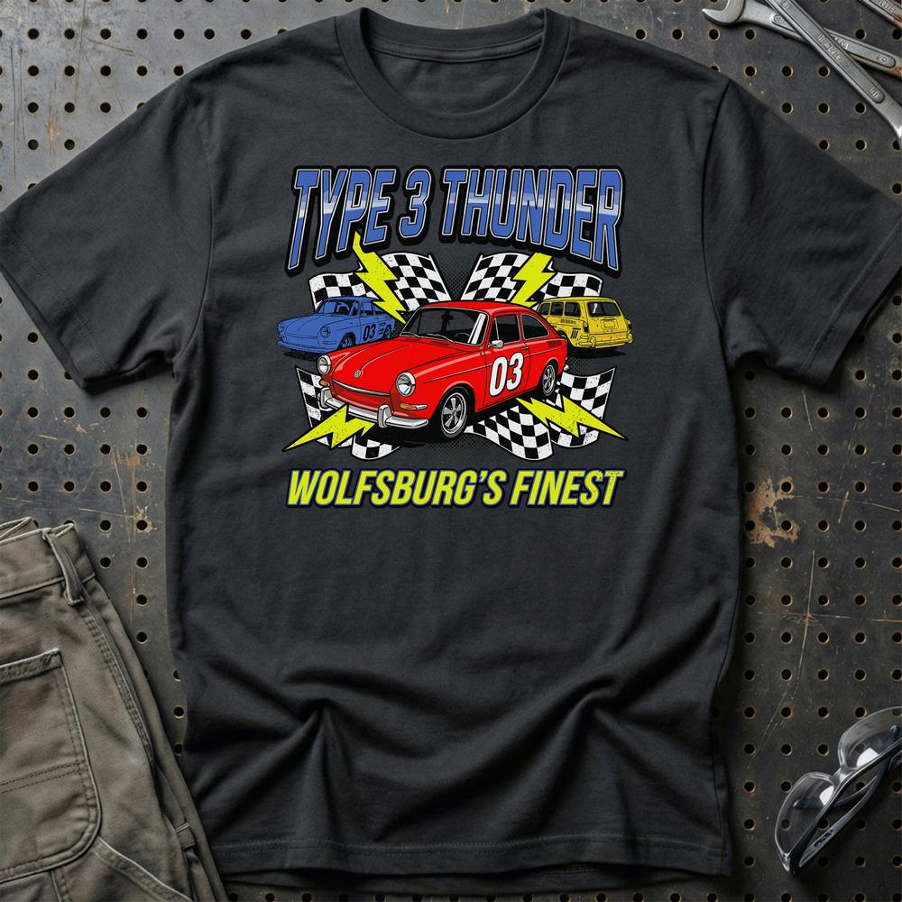 Volkswagen VW Type 3 Thunder Wolfsburg Klassiker T-Shirt-Beklædning-VW-Sort-S-Garage Culture Shop- garage - man cave - merchandise