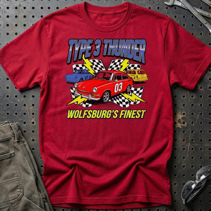 Volkswagen VW Type 3 Thunder Wolfsburg Klassiker - Unisex T-Shirt-Beklædning-VW-Rød-S-Garage Culture Shop- garage - man cave - merchandise