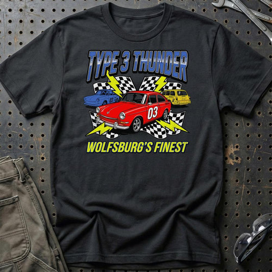 Volkswagen VW Type 3 Thunder Wolfsburg Klassiker - Unisex T-Shirt-Beklædning-VW-Sort-S-Garage Culture Shop- garage - man cave - merchandise