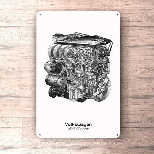 Volkswagen VW Vr6 Motor Skilte, Musemåtte, Dørmåtte-Skilte-VW-Garage Culture Shop- garage - man cave - merchandise