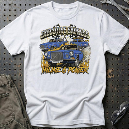 Volvo 164 Executive Express Inline 6 Power - Unisex T-Shirt-Beklædning-Volvo-Hvid-S-Garage Culture Shop- garage - man cave - merchandise