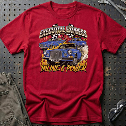 Volvo 164 Executive Express Inline 6 Power - Unisex T-Shirt-Beklædning-Volvo-Rød-S-Garage Culture Shop- garage - man cave - merchandise