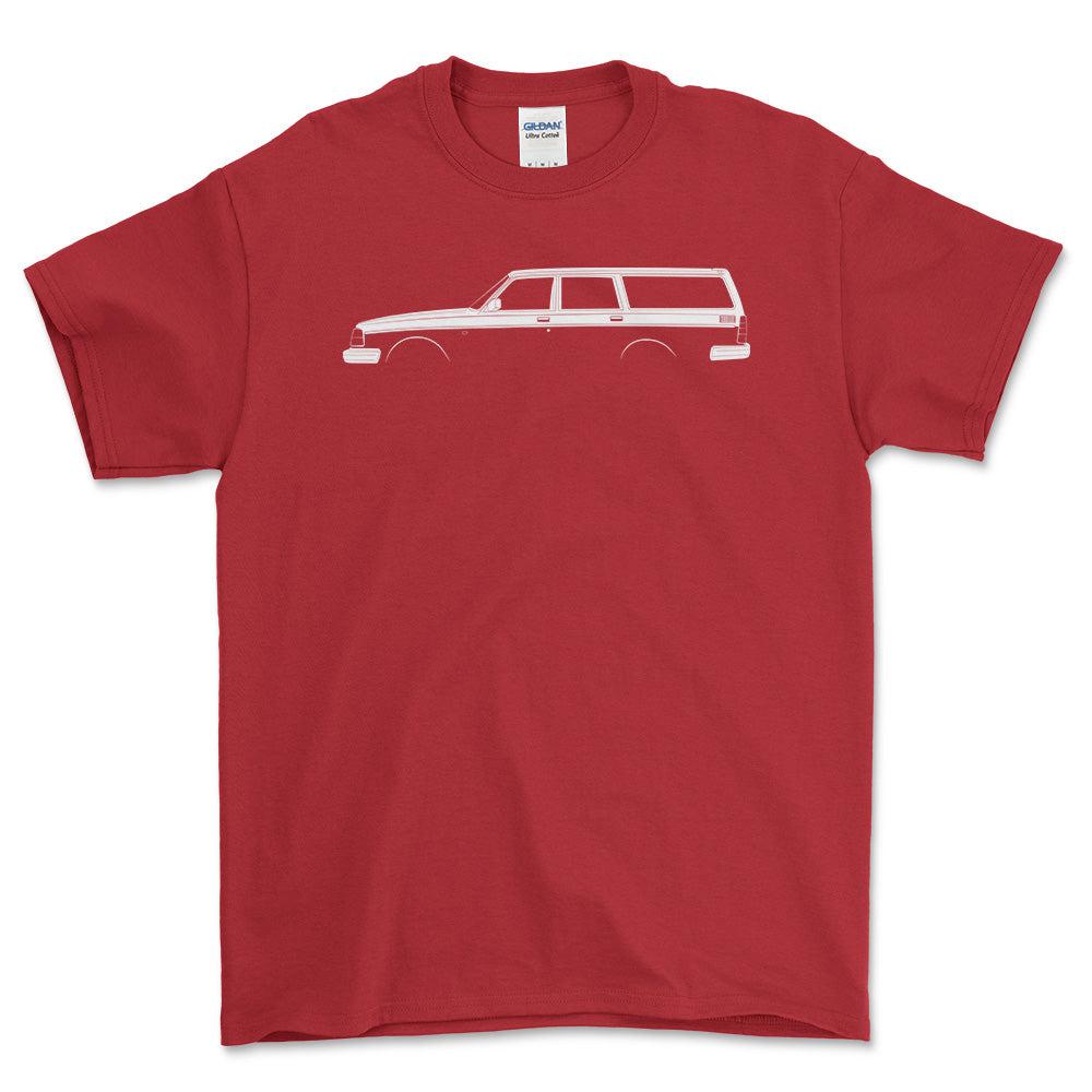 Volvo 240 Kombi Outline - Unisex T-Shirt , Bomuld-Beklædning-Volvo-Rød-S-Forside-Garage Culture Shop- garage - man cave - merchandise