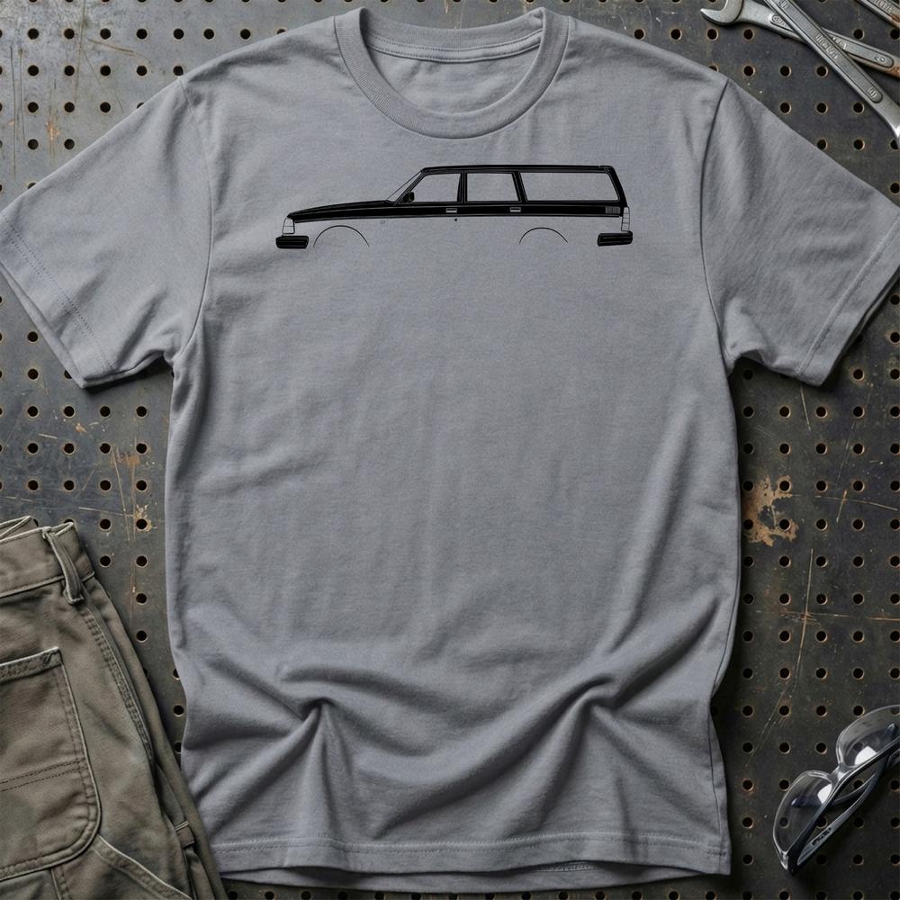 Volvo 240 Kombi Outline - Unisex T-Shirt , Bomuld-Beklædning-Volvo-Grå Sport-S-Garage Culture Shop- garage - man cave - merchandise