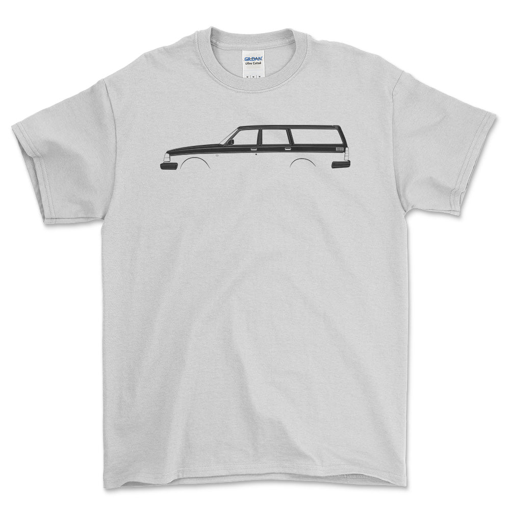 Volvo 240 Kombi Outline - Unisex T-Shirt , Bomuld-Beklædning-Volvo-Hvid-S-Forside-Garage Culture Shop- garage - man cave - merchandise