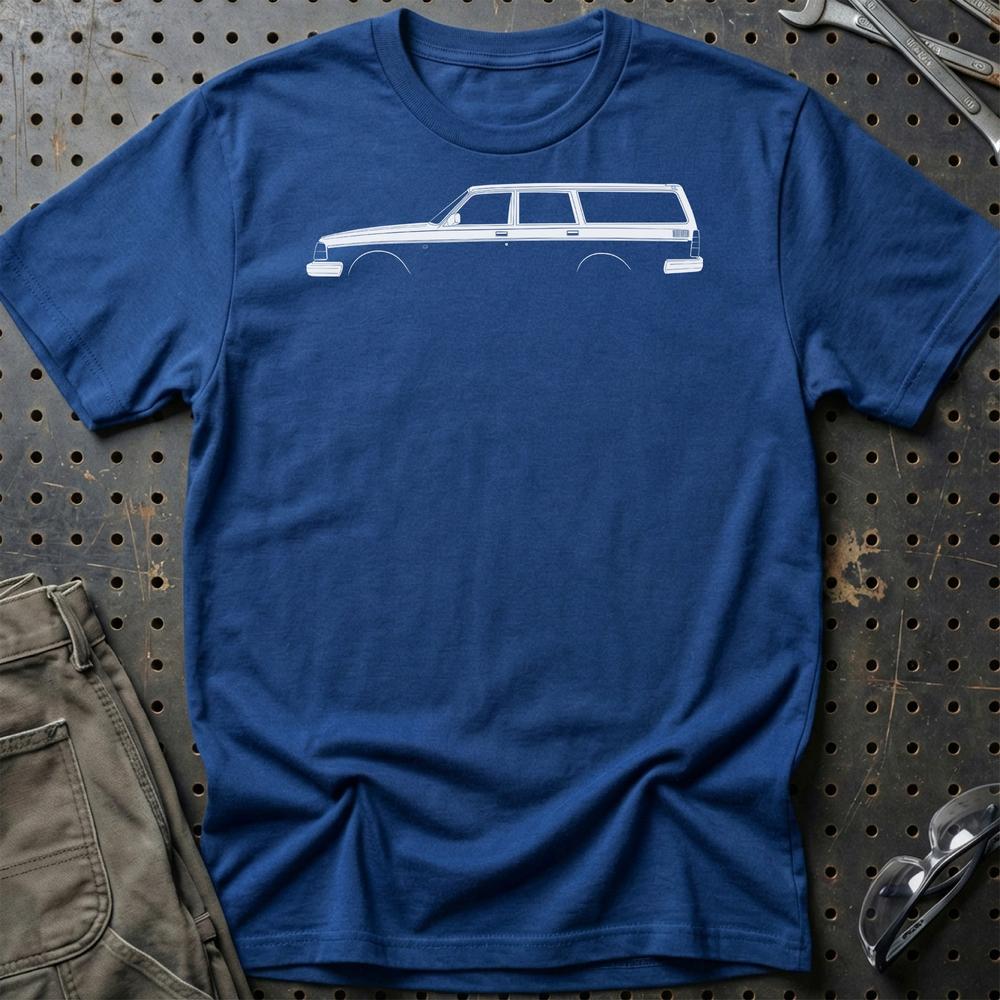 Volvo 240 Kombi Outline - Unisex T-Shirt , Bomuld-Beklædning-Volvo-Blå Royal-S-Garage Culture Shop- garage - man cave - merchandise