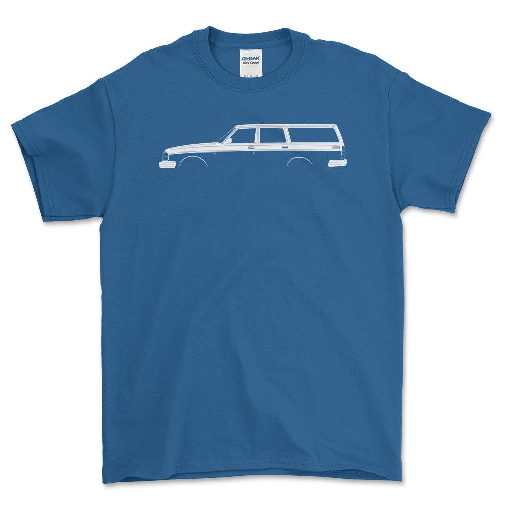 Volvo 240 Kombi Outline - Unisex T-Shirt , Bomuld-Beklædning-Volvo-Blå Royal-S-Forside-Garage Culture Shop- garage - man cave - merchandise