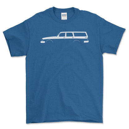 Volvo 240 Kombi Outline - Unisex T-Shirt , Bomuld-Beklædning-Volvo-Blå Royal-S-Forside-Garage Culture Shop- garage - man cave - merchandise