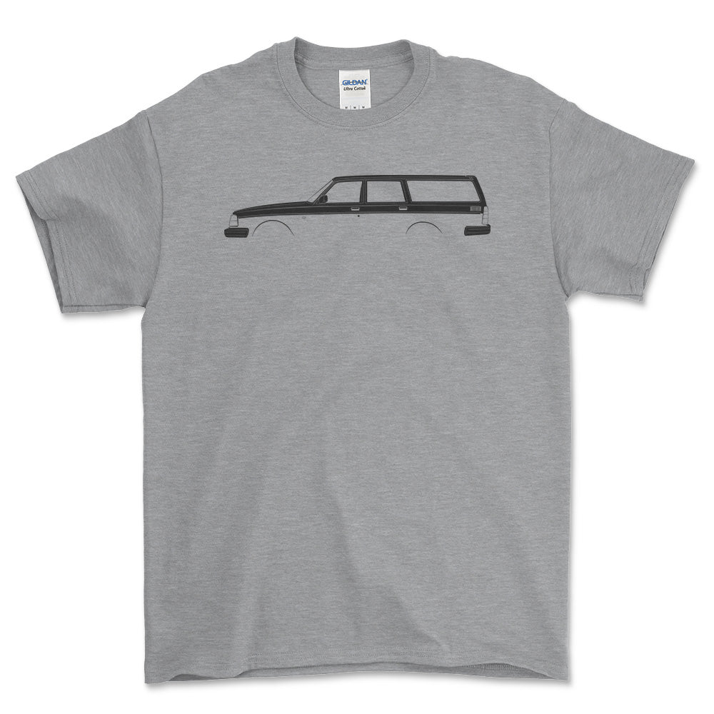 Volvo 240 Kombi Outline - Unisex T-Shirt , Bomuld-Beklædning-Volvo-Grå Sport-S-Forside-Garage Culture Shop- garage - man cave - merchandise