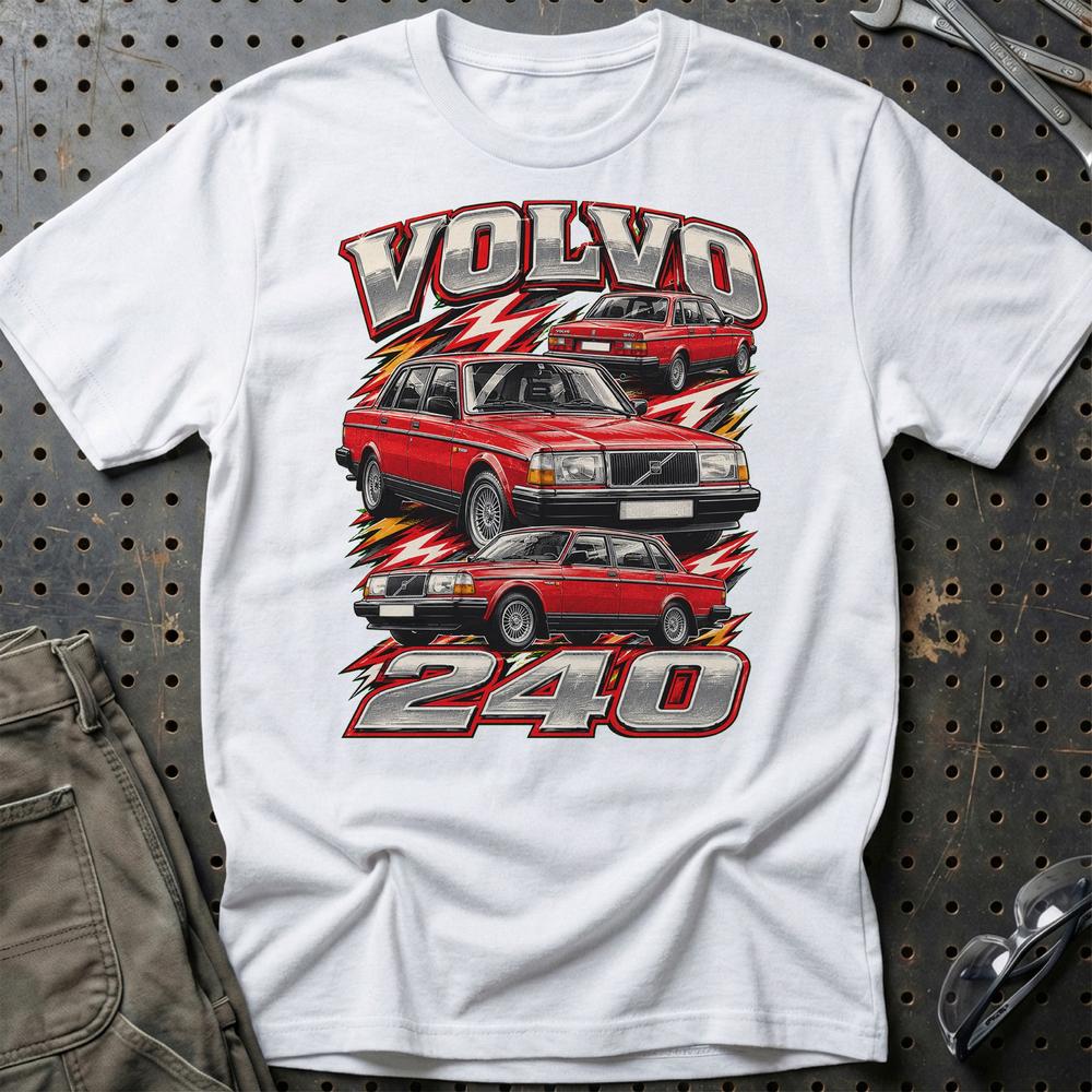 Volvo 240 T-Shirt-Beklædning-Volvo-Hvid-S-Garage Culture Shop- garage - man cave - merchandise