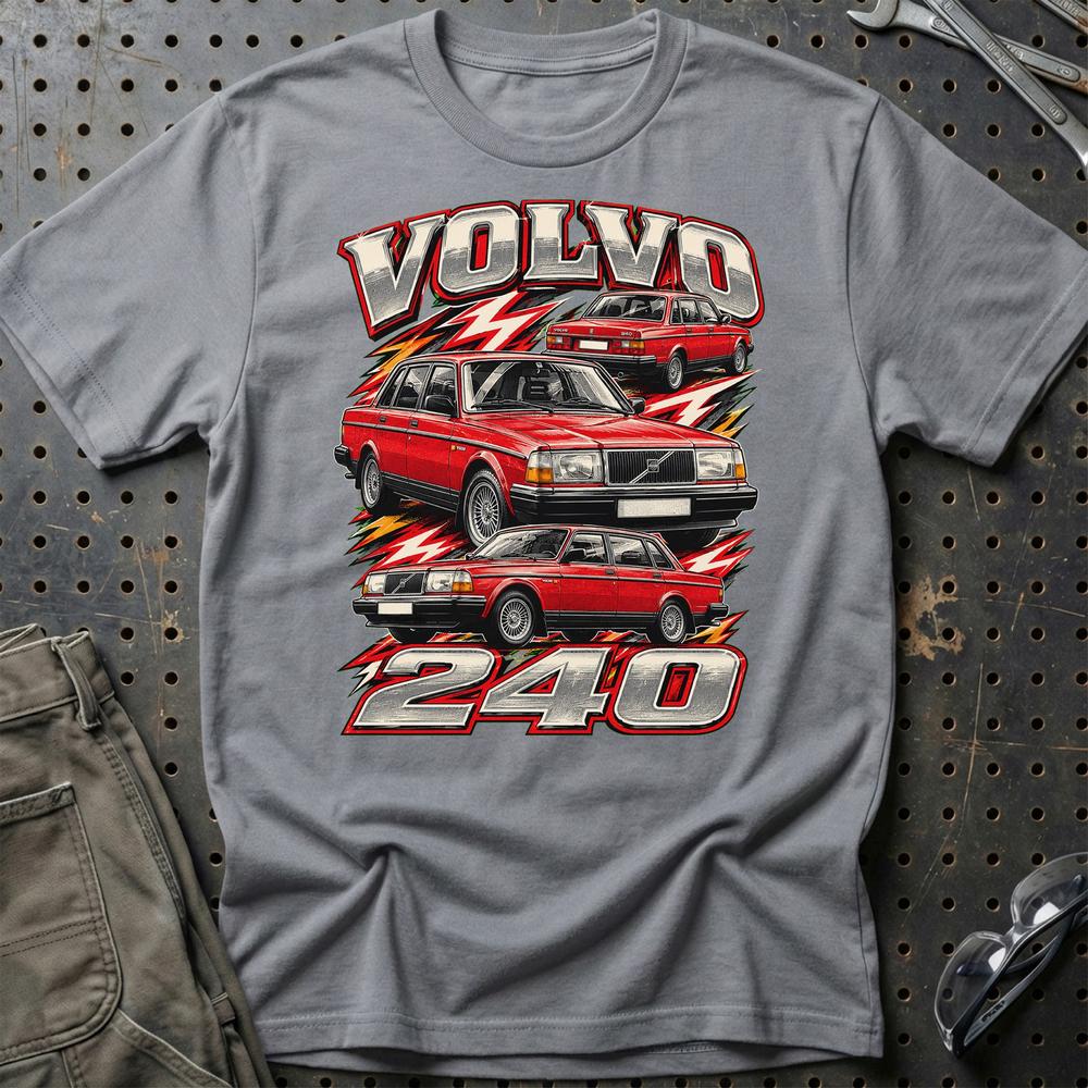 Volvo 240 T-Shirt-Beklædning-Volvo-Grå Sport-S-Garage Culture Shop- garage - man cave - merchandise