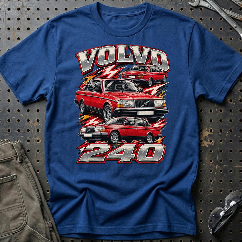 Volvo 240 T-Shirt-Beklædning-Volvo-Blå Royal-S-Garage Culture Shop- garage - man cave - merchandise