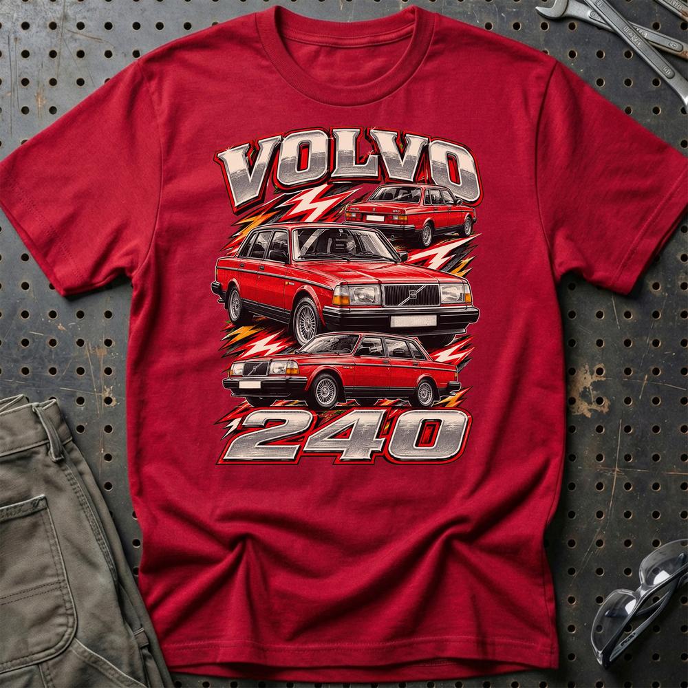 Volvo 240 T-Shirt-Beklædning-Volvo-Rød-S-Garage Culture Shop- garage - man cave - merchandise
