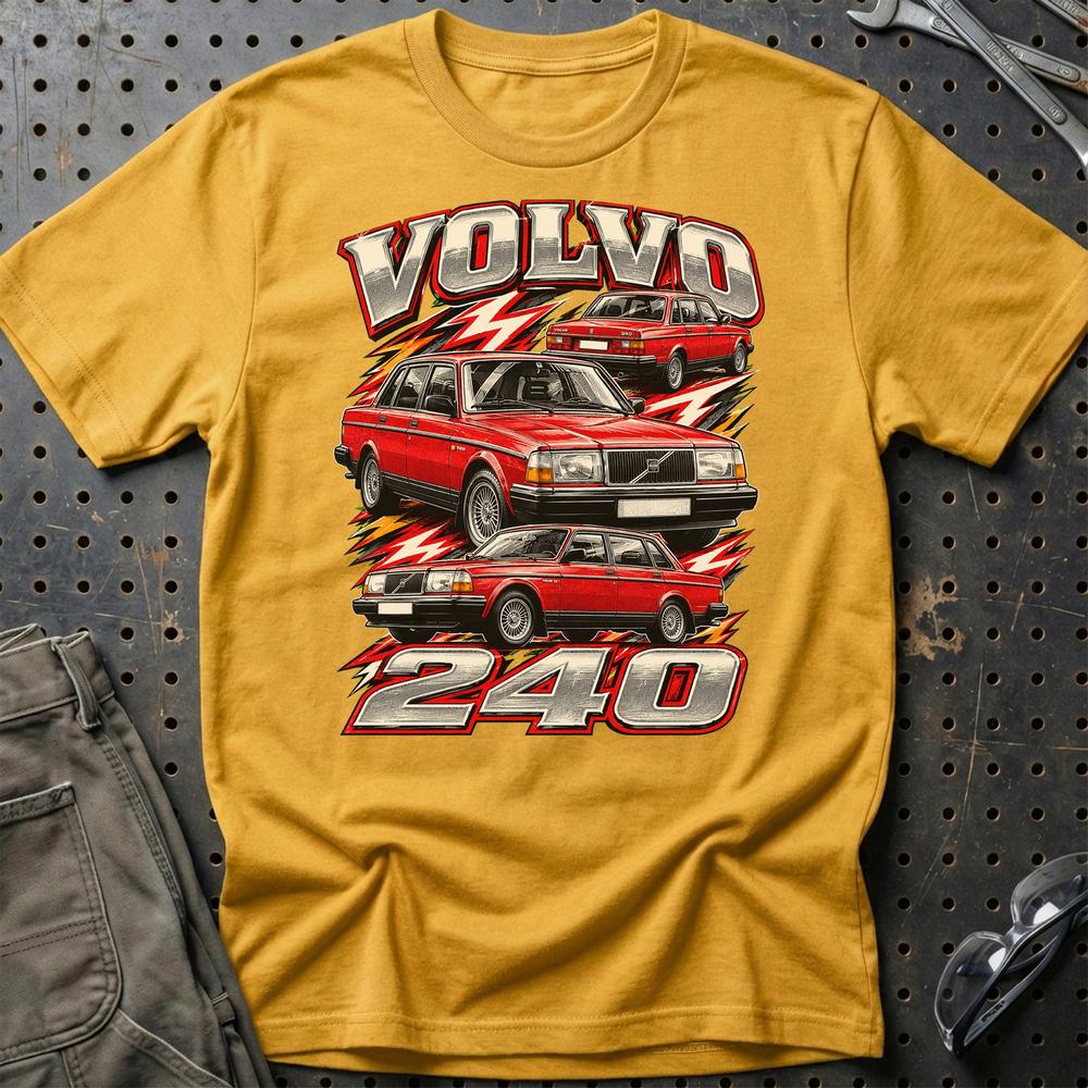 Volvo 240 T-Shirt-Beklædning-Volvo-Guld-S-Garage Culture Shop- garage - man cave - merchandise