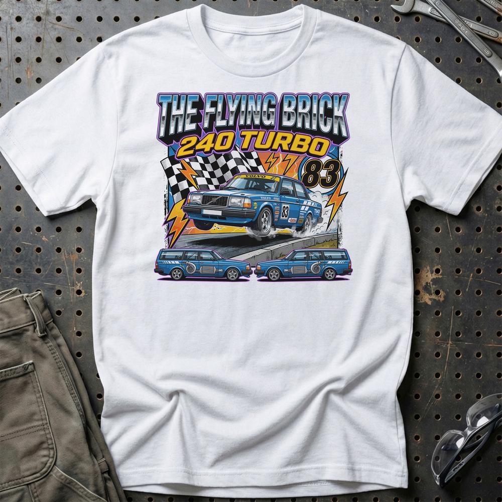Volvo 240 Turbo Retro Motorsport - Unisex T-Shirt-Beklædning-Volvo-Hvid-S-Garage Culture Shop- garage - man cave - merchandise