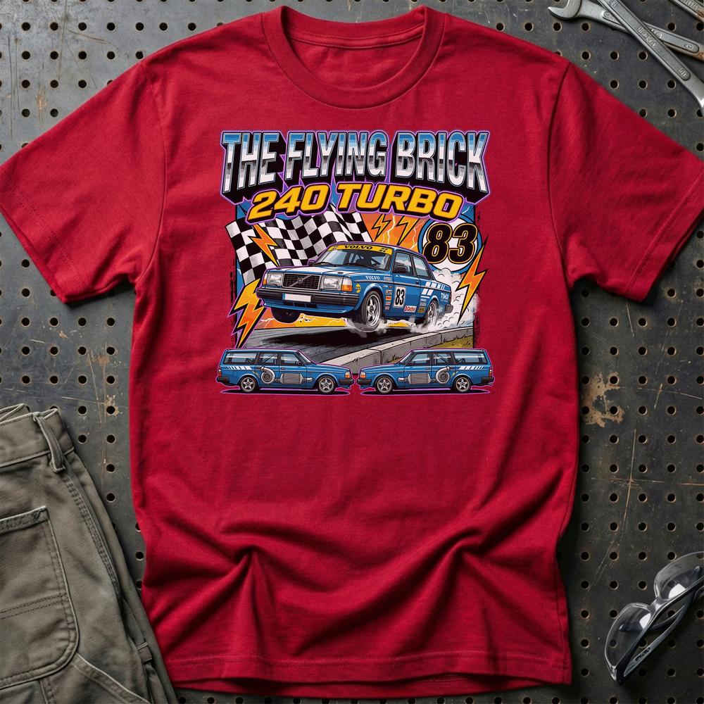 Volvo 240 Turbo Retro Motorsport - Unisex T-Shirt-Beklædning-Volvo-Rød-S-Garage Culture Shop- garage - man cave - merchandise
