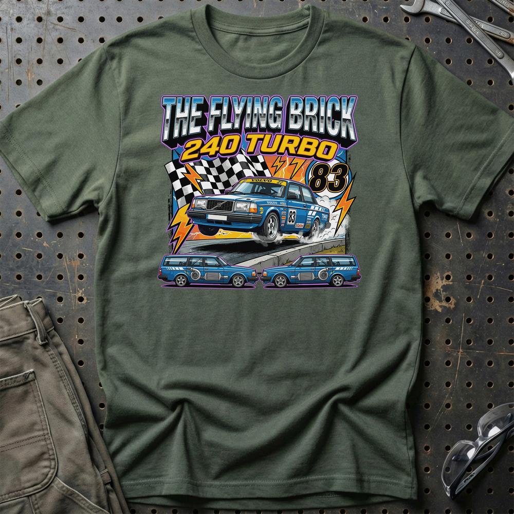 Volvo 240 Turbo Retro Motorsport - Unisex T-Shirt-Beklædning-Volvo-Grøn Militær-S-Garage Culture Shop- garage - man cave - merchandise