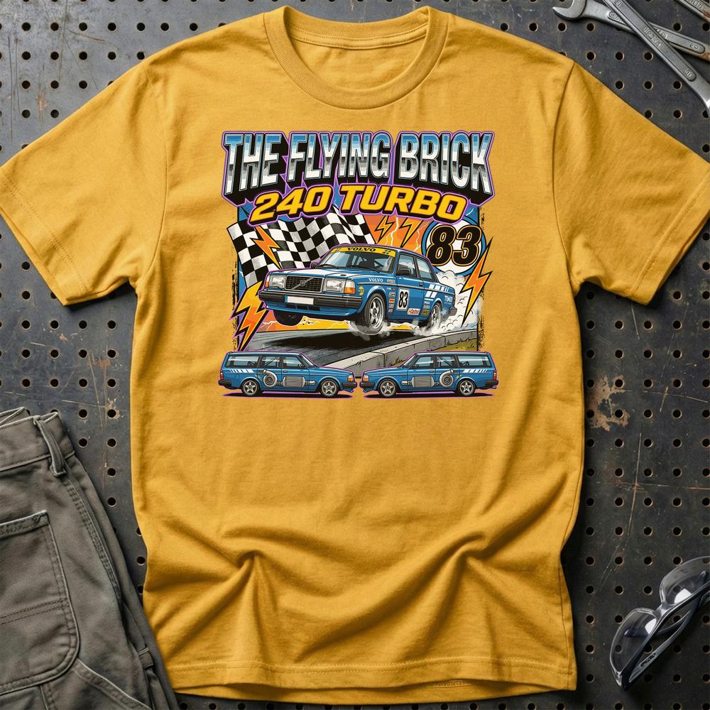 Volvo 240 Turbo Retro Motorsport - Unisex T-Shirt-Beklædning-Volvo-Guld-S-Garage Culture Shop- garage - man cave - merchandise