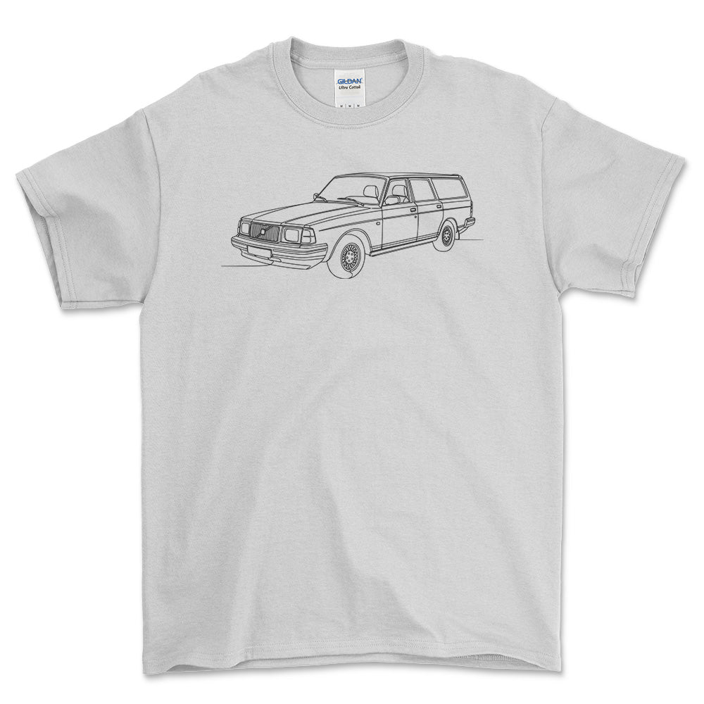 Volvo 245 Wagon - One Line Style Unisex T-Shirt-Beklædning-Volvo-Hvid-S-Garage Culture Shop- garage - man cave - merchandise