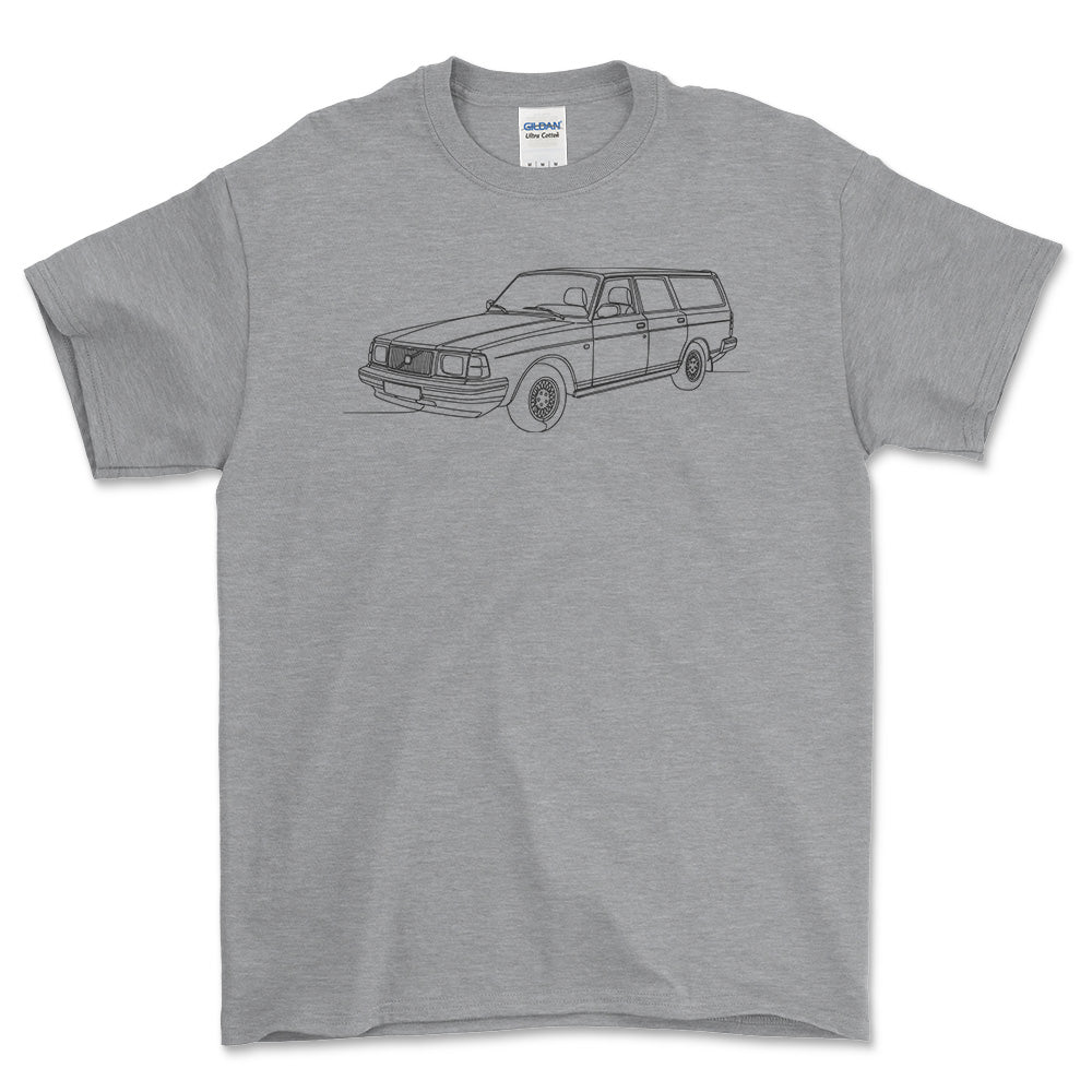 Volvo 245 Wagon - One Line Style Unisex T-Shirt-Beklædning-Volvo-Grå Sport-S-Garage Culture Shop- garage - man cave - merchandise