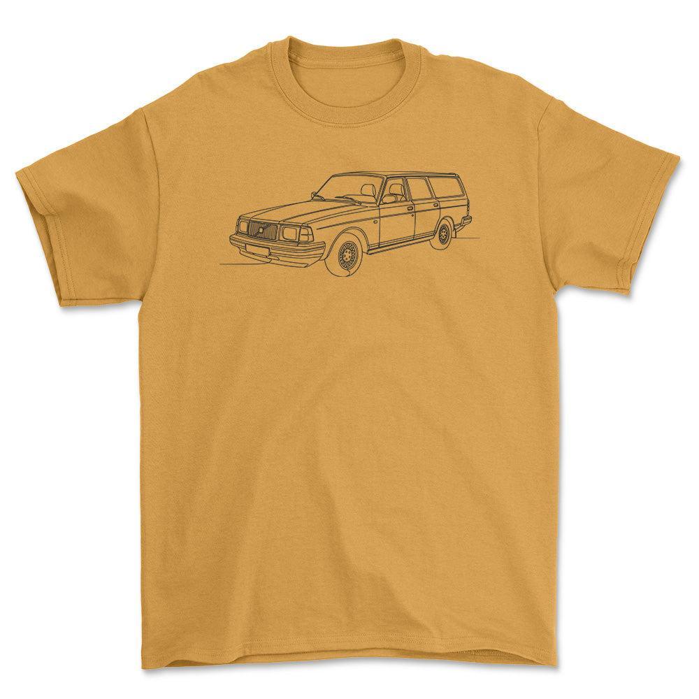Volvo 245 Wagon - One Line Style Unisex T-Shirt-Beklædning-Volvo-Guld-S-Garage Culture Shop- garage - man cave - merchandise
