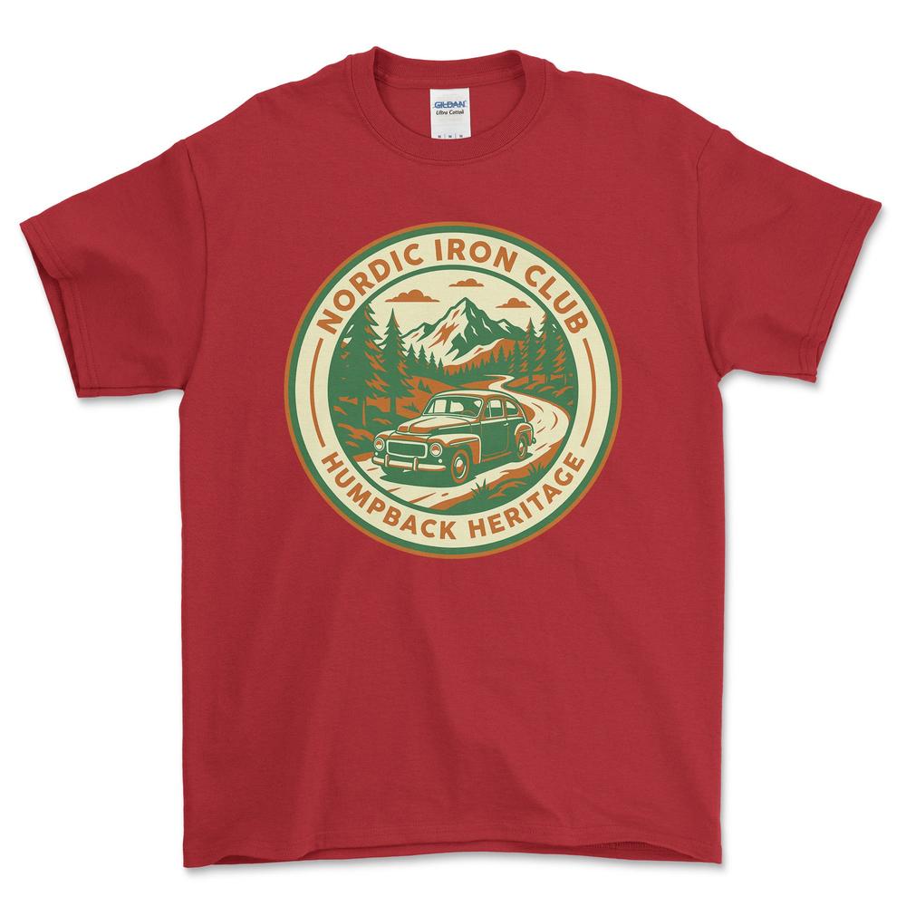 Volvo 544 Nordic Iron Club T-Shirt-Beklædning-Volvo-Rød-S-Garage Culture Shop- garage - man cave - merchandise
