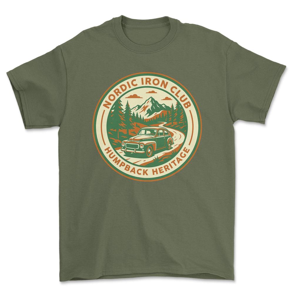 Volvo 544 Nordic Iron Club T-Shirt-Beklædning-Volvo-Grøn Militær-S-Garage Culture Shop- garage - man cave - merchandise