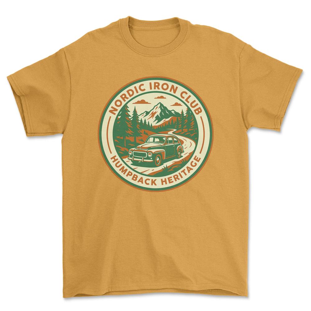 Volvo 544 Nordic Iron Club - Unisex T-Shirt-Beklædning-Volvo-Guld-S-Garage Culture Shop- garage - man cave - merchandise