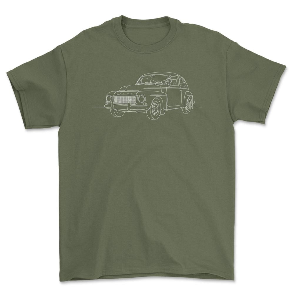 Volvo 544 - One Line Style T-Shirt-Beklædning-Volvo-Grøn Militær-S-Garage Culture Shop- garage - man cave - merchandise