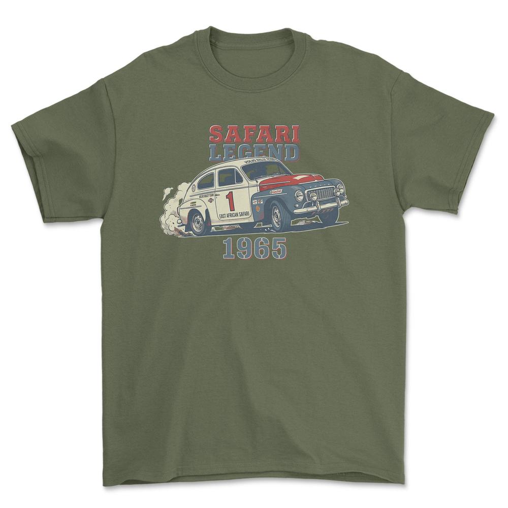 Volvo 544 Safari Legend - Unisex T-Shirt-Beklædning-Volvo-Grøn Militær-S-Garage Culture Shop- garage - man cave - merchandise