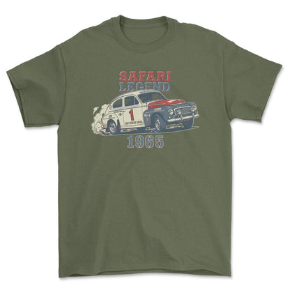 Volvo 544 Safari Legend - Unisex T-Shirt-Beklædning-Volvo-Grøn Militær-S-Garage Culture Shop- garage - man cave - merchandise