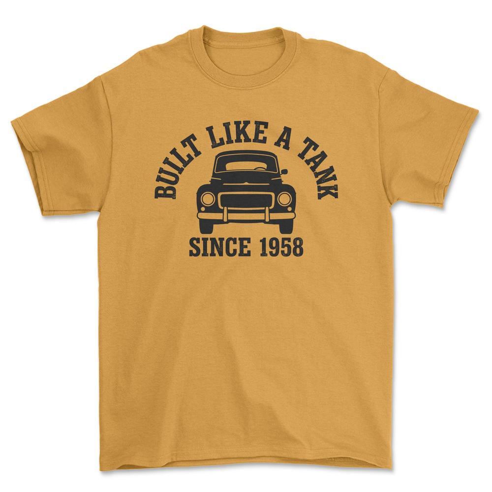 Volvo 544 built Like A Tank T-Shirt-Beklædning-Volvo-Guld-S-Garage Culture Shop- garage - man cave - merchandise