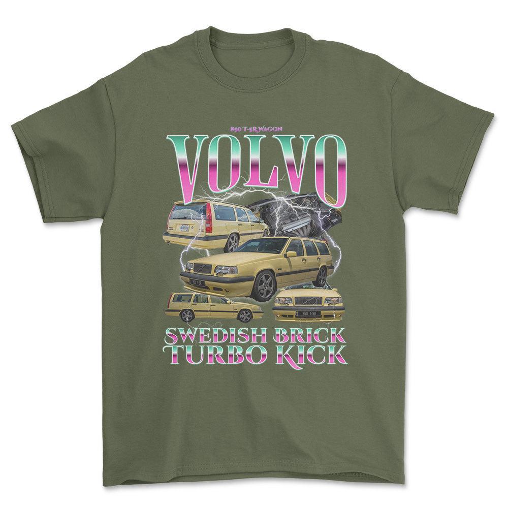 Volvo 850 - Bootleg Style Unisex T-Shirt , Bomuld-Beklædning-Volvo-Grøn Militær-S-Forside-Garage Culture Shop- garage - man cave - merchandise