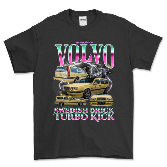 Volvo 850 - Bootleg Style Unisex T-Shirt , Bomuld-Beklædning-Volvo-Sort-S-Forside-Garage Culture Shop- garage - man cave - merchandise