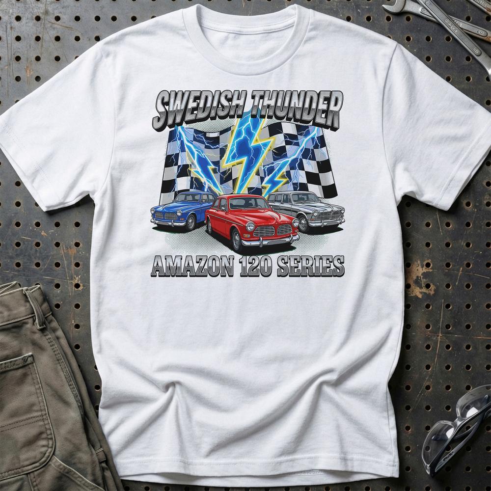 Volvo Amazon 120 Series Classic Car - Unisex T-Shirt-Beklædning-Volvo-Hvid-S-Garage Culture Shop- garage - man cave - merchandise