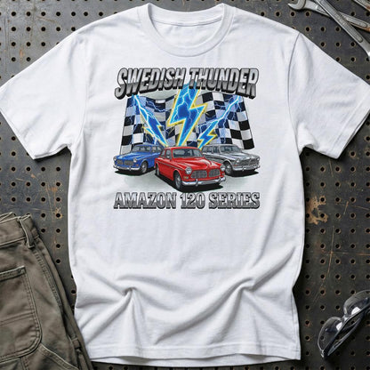 Volvo Amazon 120 Series Classic Car - Unisex T-Shirt-Beklædning-Volvo-Hvid-S-Garage Culture Shop- garage - man cave - merchandise