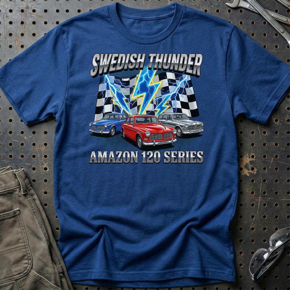Volvo Amazon 120 Series Classic Car - Unisex T-Shirt-Beklædning-Volvo-Blå Royal-S-Garage Culture Shop- garage - man cave - merchandise