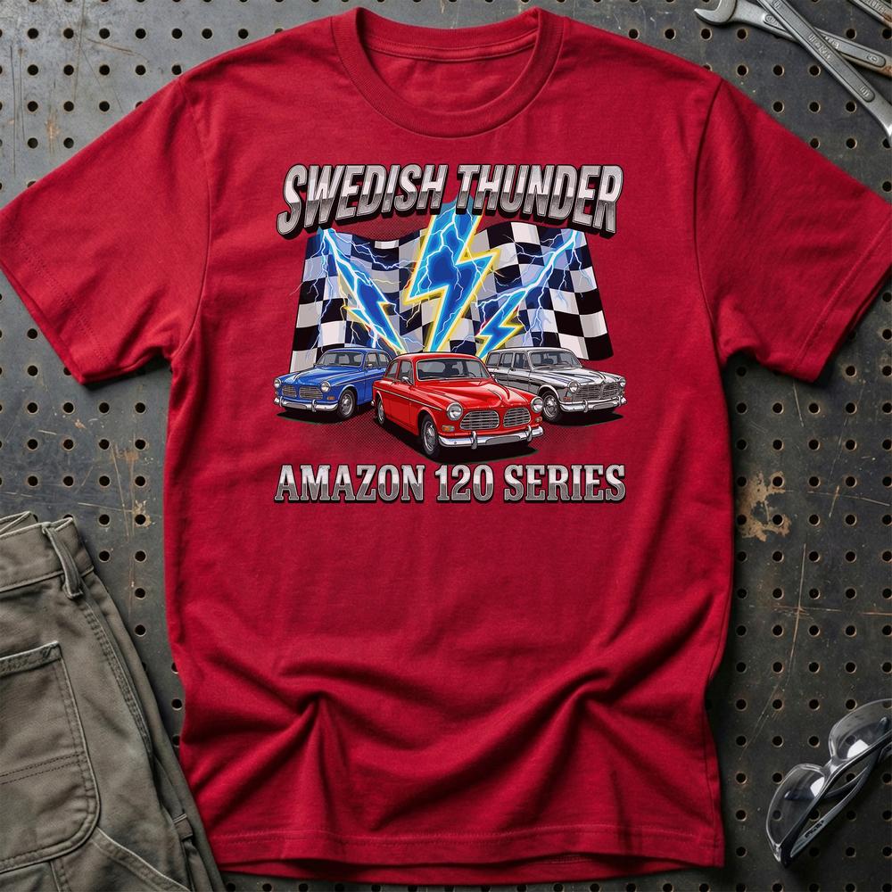 Volvo Amazon 120 Series Classic Car - Unisex T-Shirt-Beklædning-Volvo-Rød-S-Garage Culture Shop- garage - man cave - merchandise