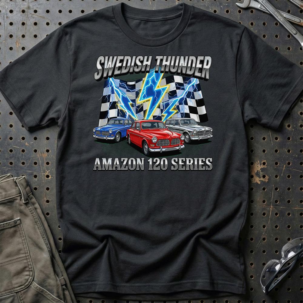Volvo Amazon 120 Series Classic Car - Unisex T-Shirt-Beklædning-Volvo-Sort-S-Garage Culture Shop- garage - man cave - merchandise