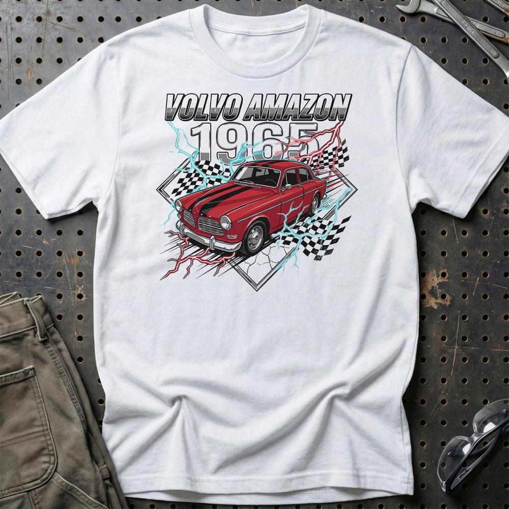 Volvo Amazon 1965 T-Shirt-Beklædning-Volvo-Hvid-S-Garage Culture Shop- garage - man cave - merchandise