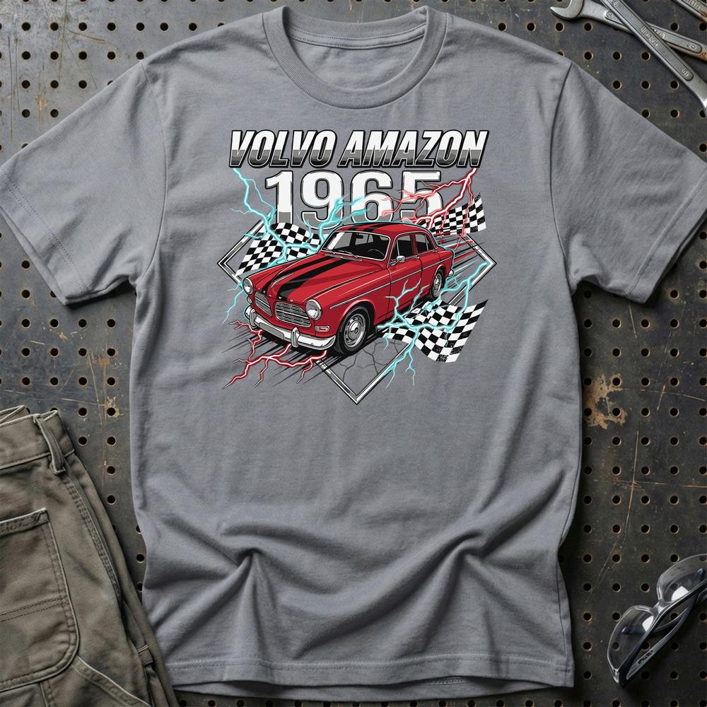 Volvo Amazon 1965 T-Shirt-Beklædning-Volvo-Grå Sport-S-Garage Culture Shop- garage - man cave - merchandise