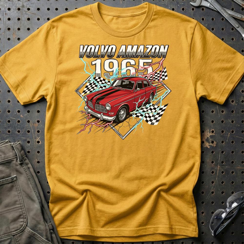Volvo Amazon 1965 T-Shirt-Beklædning-Volvo-Guld-S-Garage Culture Shop- garage - man cave - merchandise