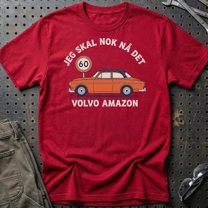 Volvo Amazon Jeg Skal Nok Nå Det - Unisex T-Shirt-Beklædning-Volvo-Rød-S-Garage Culture Shop- garage - man cave - merchandise