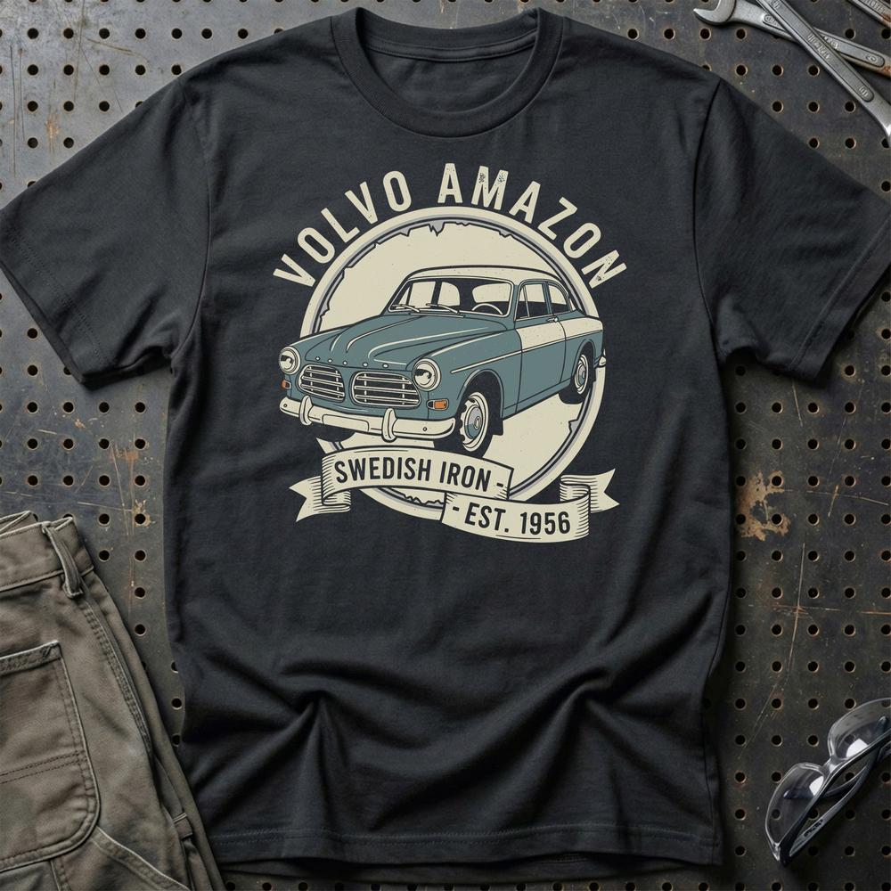 Volvo Amazon Swedish Iron T-Shirt-Beklædning-Volvo-Sort-S-Garage Culture Shop- garage - man cave - merchandise