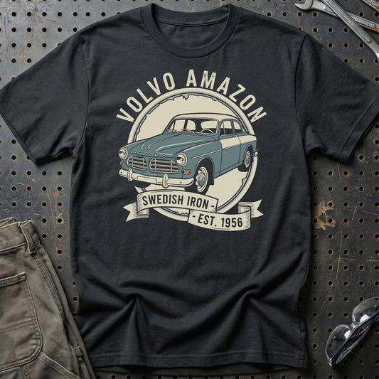 Volvo Amazon Swedish Iron - Unisex T-Shirt-Beklædning-Volvo-Sort-S-Garage Culture Shop- garage - man cave - merchandise
