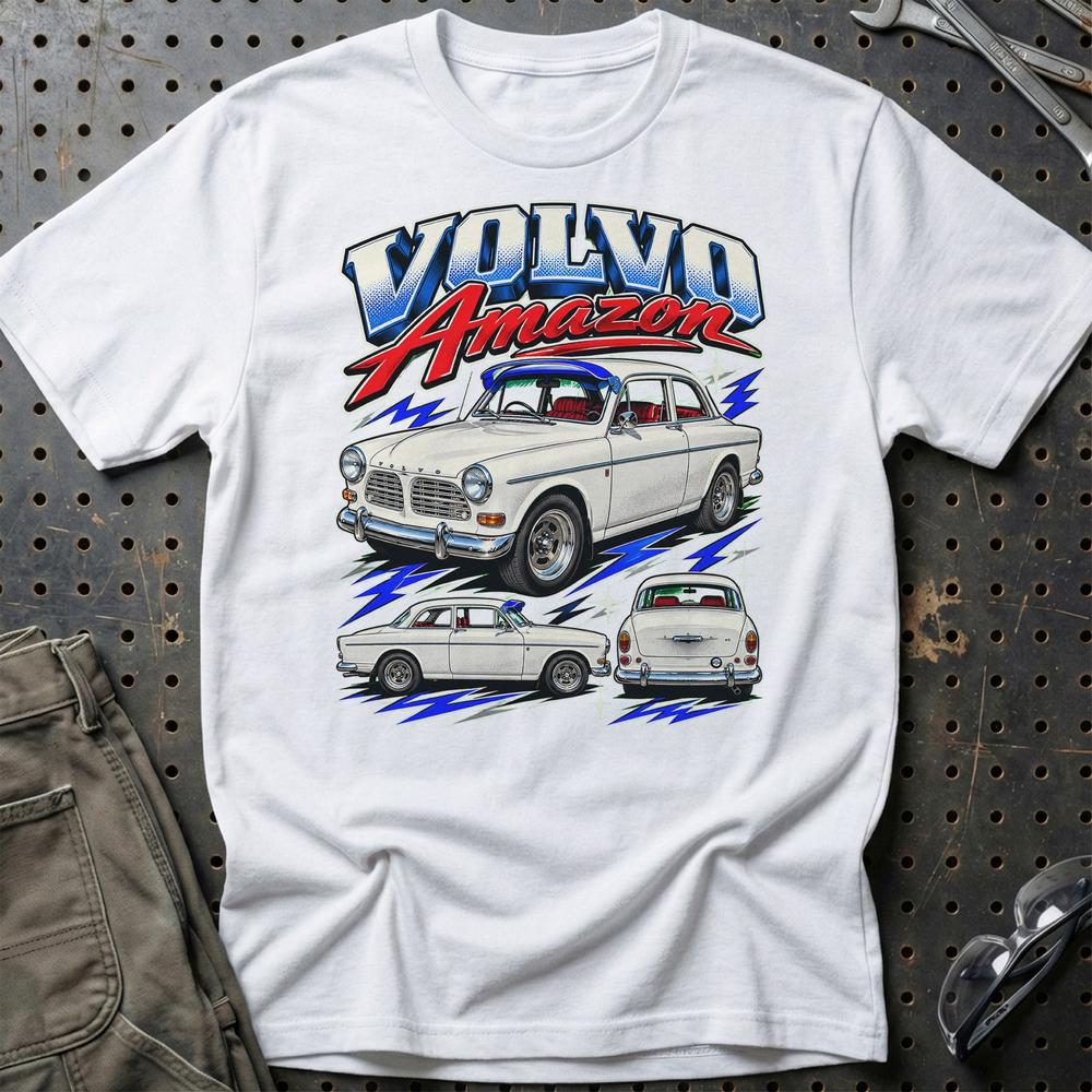 Volvo Amazon T-Shirt-Beklædning-Volvo-Hvid-S-Garage Culture Shop- garage - man cave - merchandise